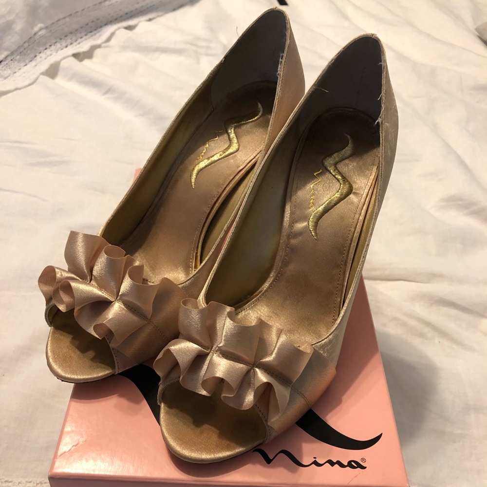 Nina Gold Ruffle Heels